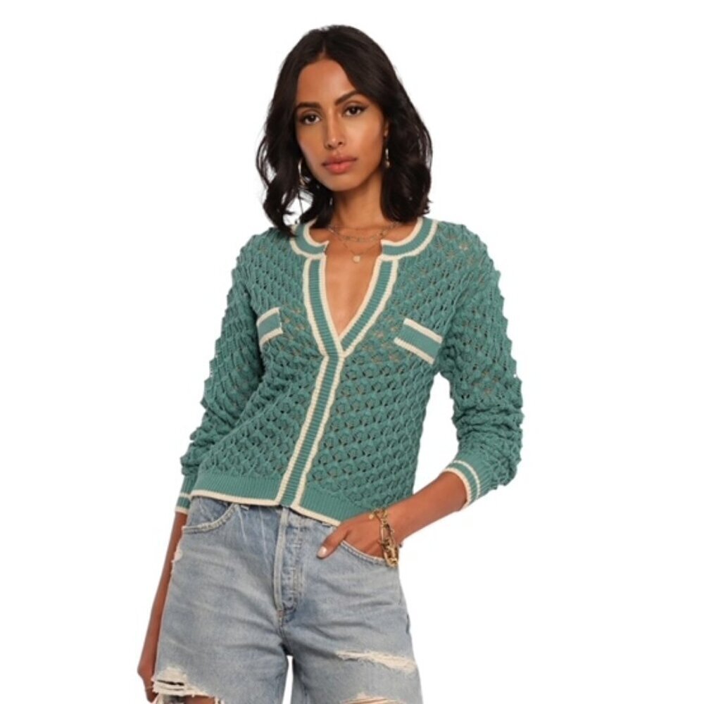 Heartloom Sybil Pointelle V Neck Sweater Medium